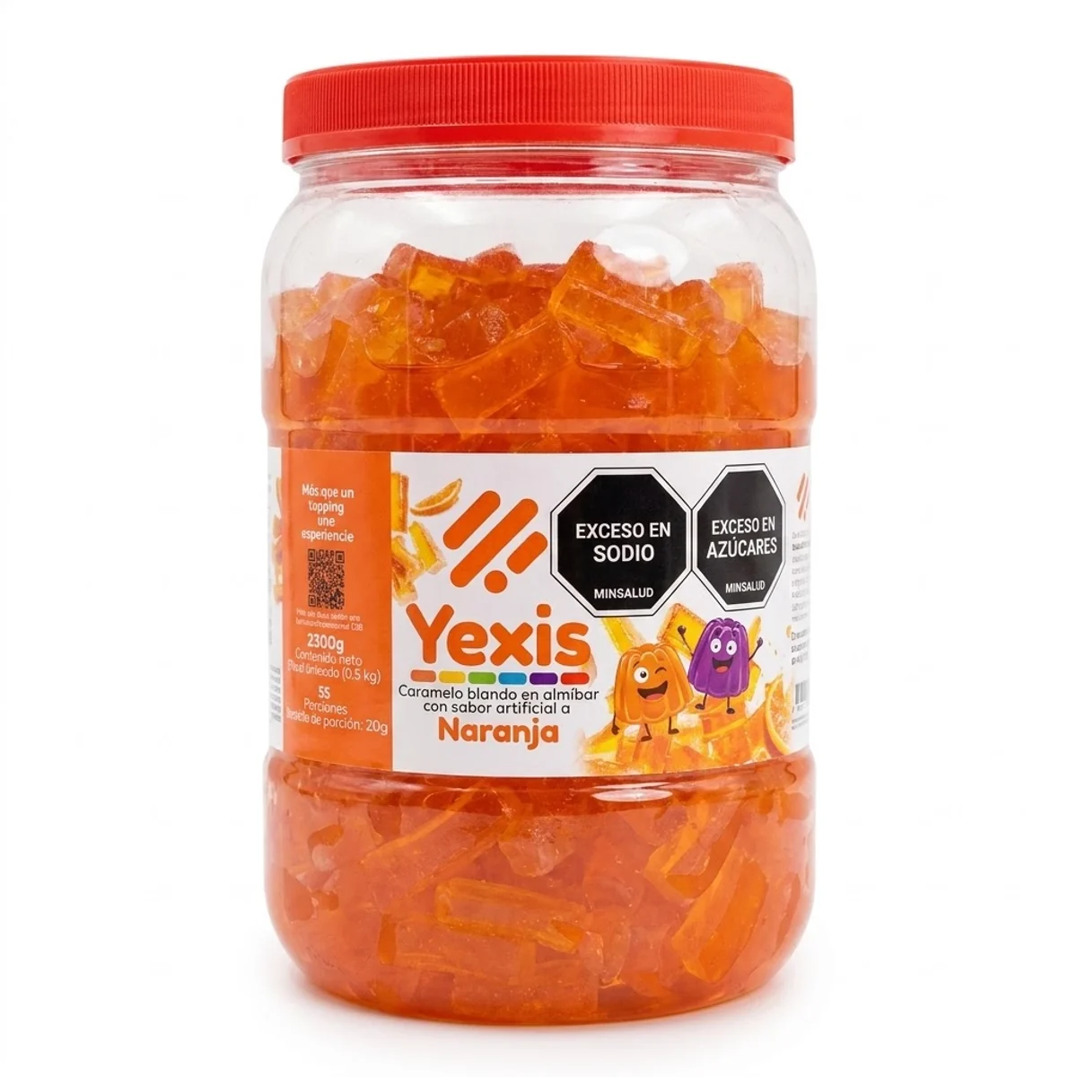 Tarro Yexis Naranja 2300g — jellys para bubble tea, fondo blanco